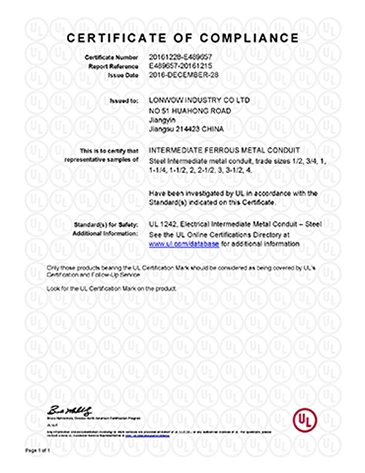 with UL1242 Certificate ANSI C80.6 IMC Conduit Galvanized Threaded Steel Pipe